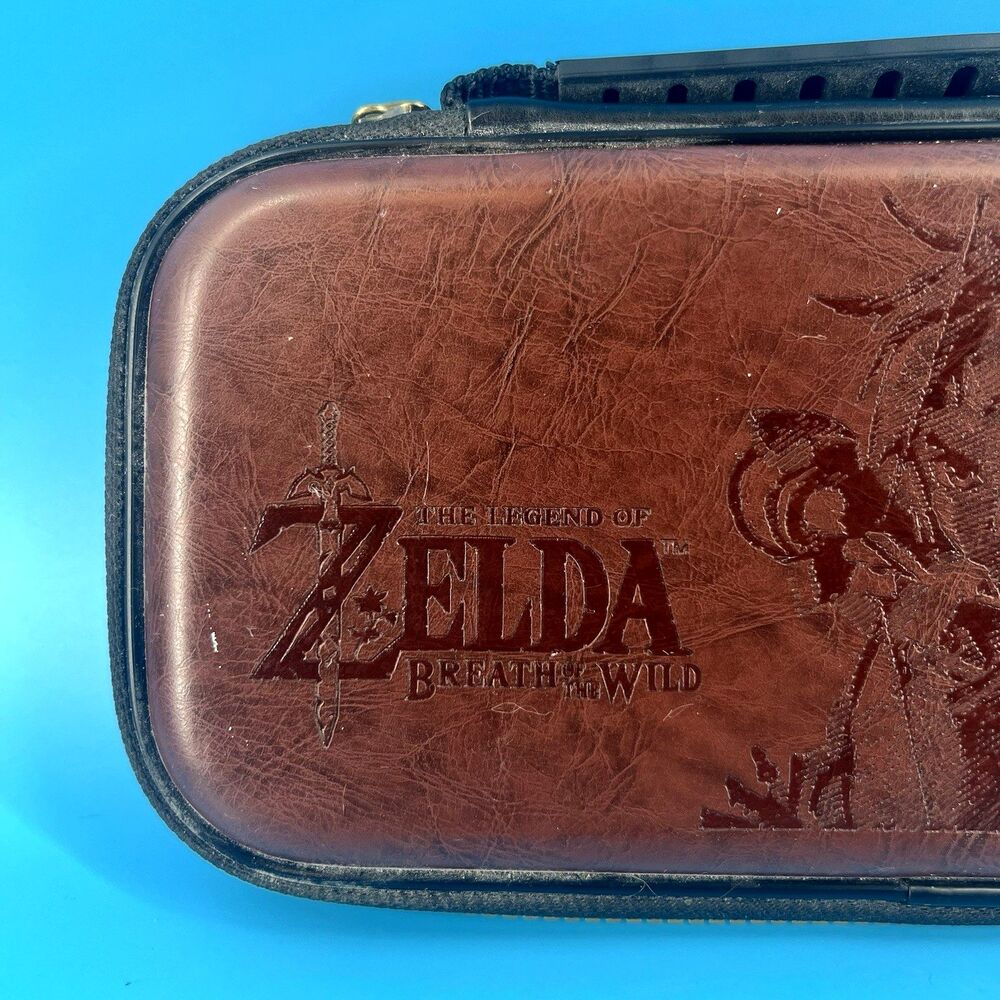 Nintendo Switch Legend Of Zelda Breath Of The Wild Brown Leather Carrying Case - Picture 2 of 10